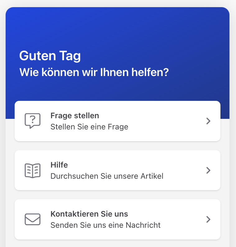 ansero Widget Startscreen mit 3 Funktionen